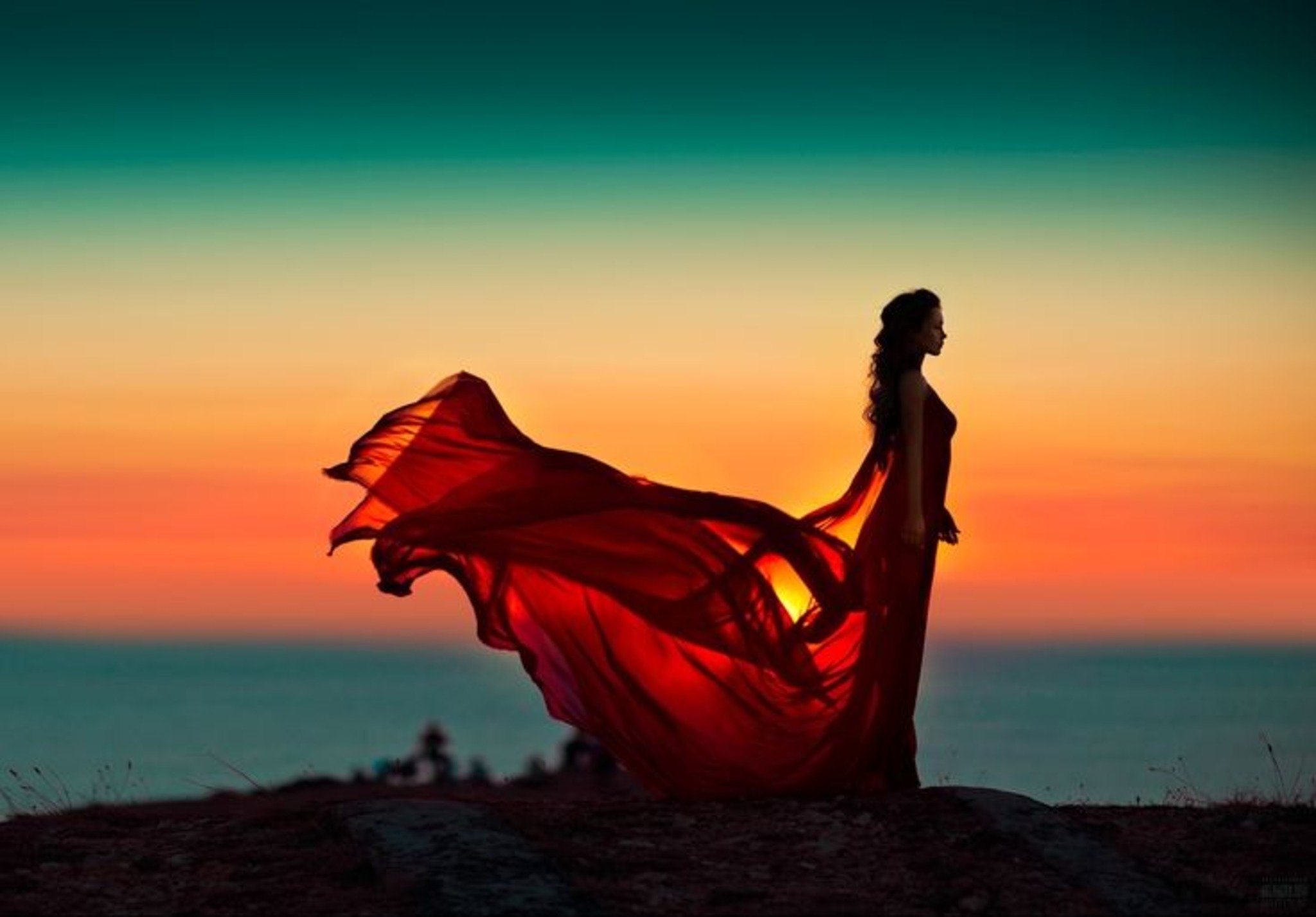 wings, Woman, Sunset, Fly, Silhouette, Splendor Wallpaper