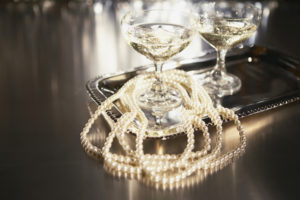 glasses, Beads, Pearls, Tray, Champagne, Bokeh, Jewelry, Love, Mood