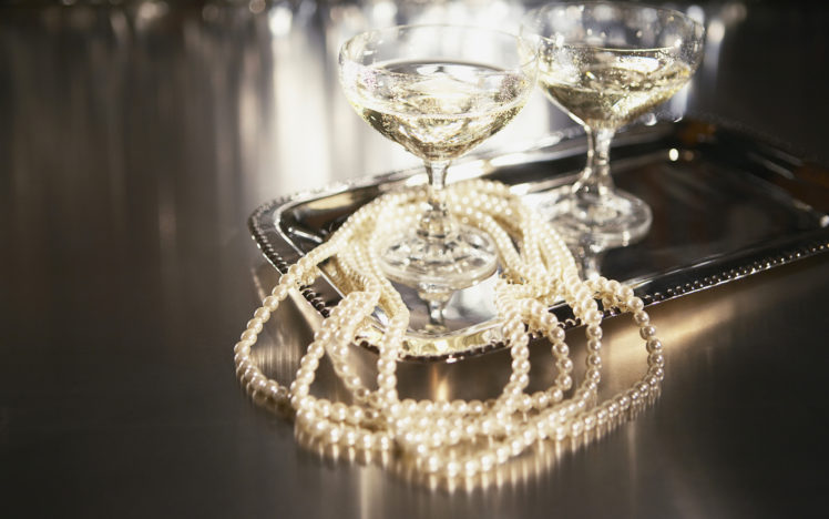 glasses, Beads, Pearls, Tray, Champagne, Bokeh, Jewelry, Love, Mood HD Wallpaper Desktop Background