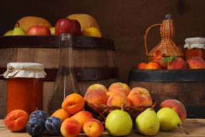 fruit, Peaches, Pears, Barrels, Plum, Jam, Apples, Still, Life