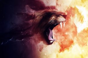 roaring, Lion 2560x1440