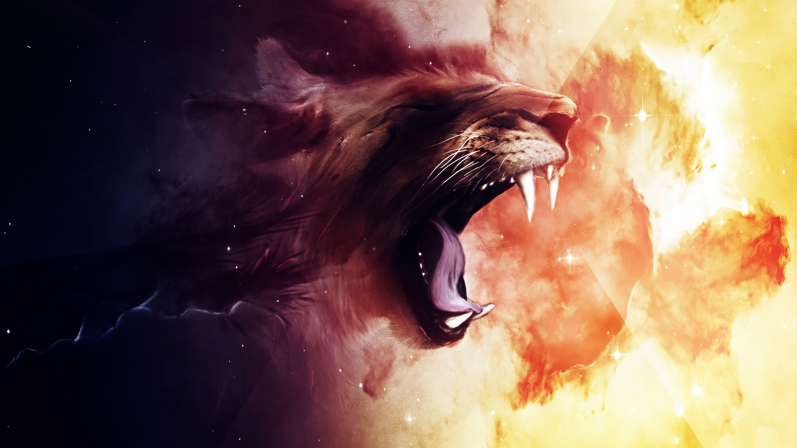 roaring, Lion 2560x1440 Wallpaper