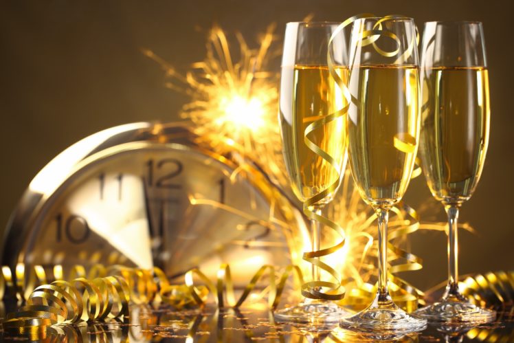 happy, New, Year, Champagne, Golden, Celebration, Holiday, New, Year, Champagne, Glasses, Serpentine HD Wallpaper Desktop Background