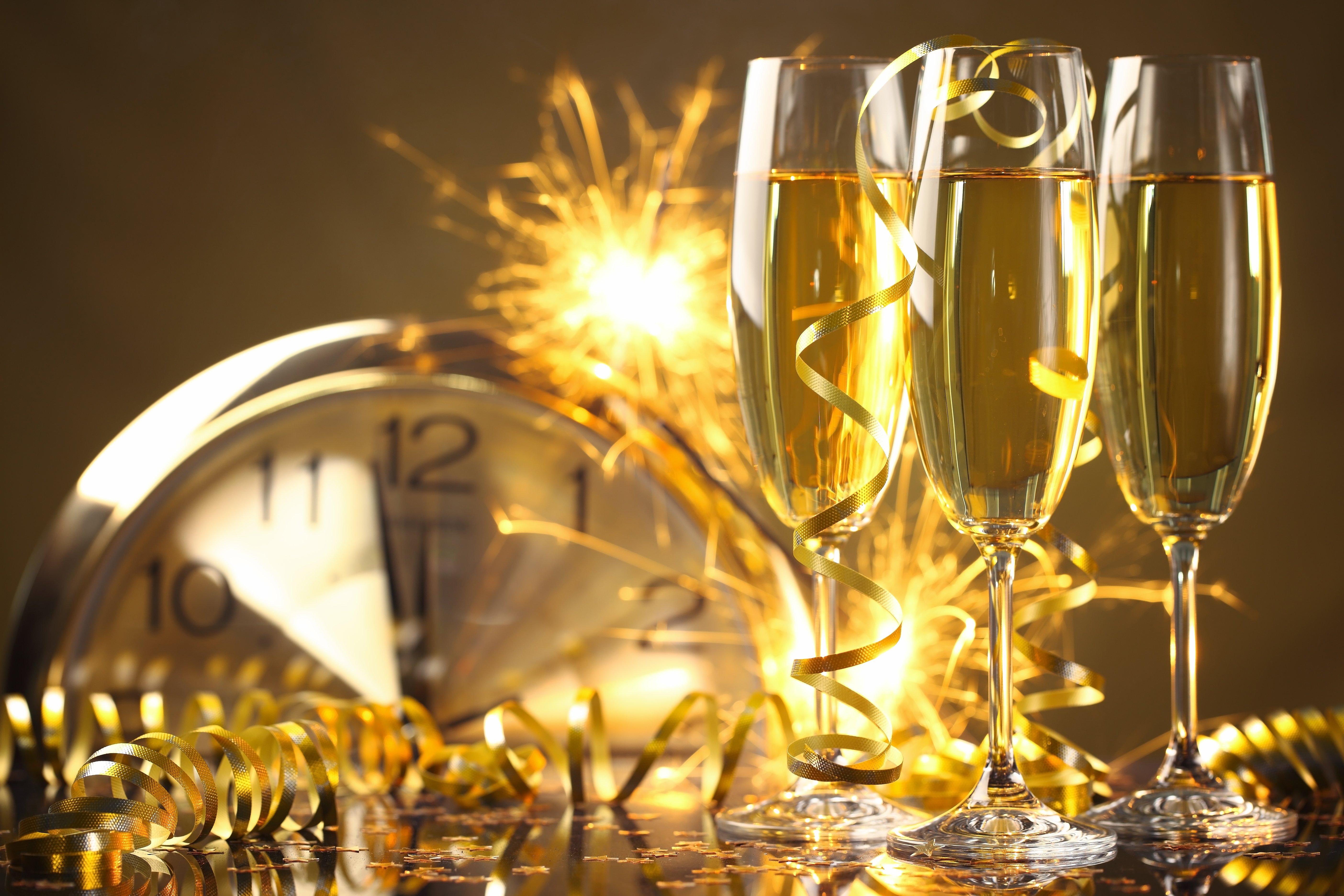 happy, New, Year, Champagne, Golden, Celebration, Holiday, New, Year, Champagne, Glasses, Serpentine Wallpaper