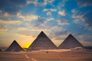 egypt, Pyramids, Sunset, Desert, Clouds, Buildings