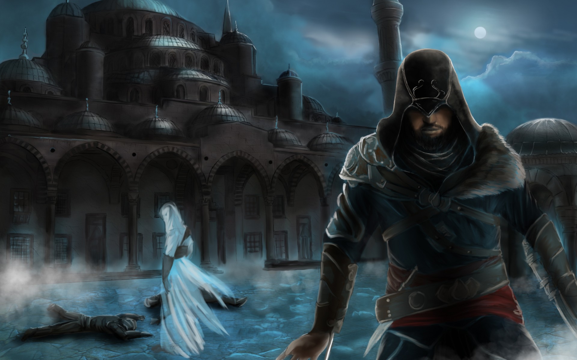 assassinand039s, Creed, Revelations, Constantinople, Mosque, Ezio, Altair, City, Night Wallpaper