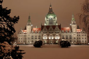 germany, Winter, Neues, Rathaus, Hannover, Snow, Buildings
