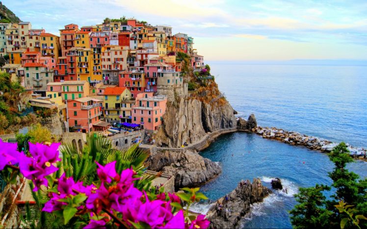 flowers, Color, Ocean, Sea, Buildings, Houses HD Wallpaper Desktop Background