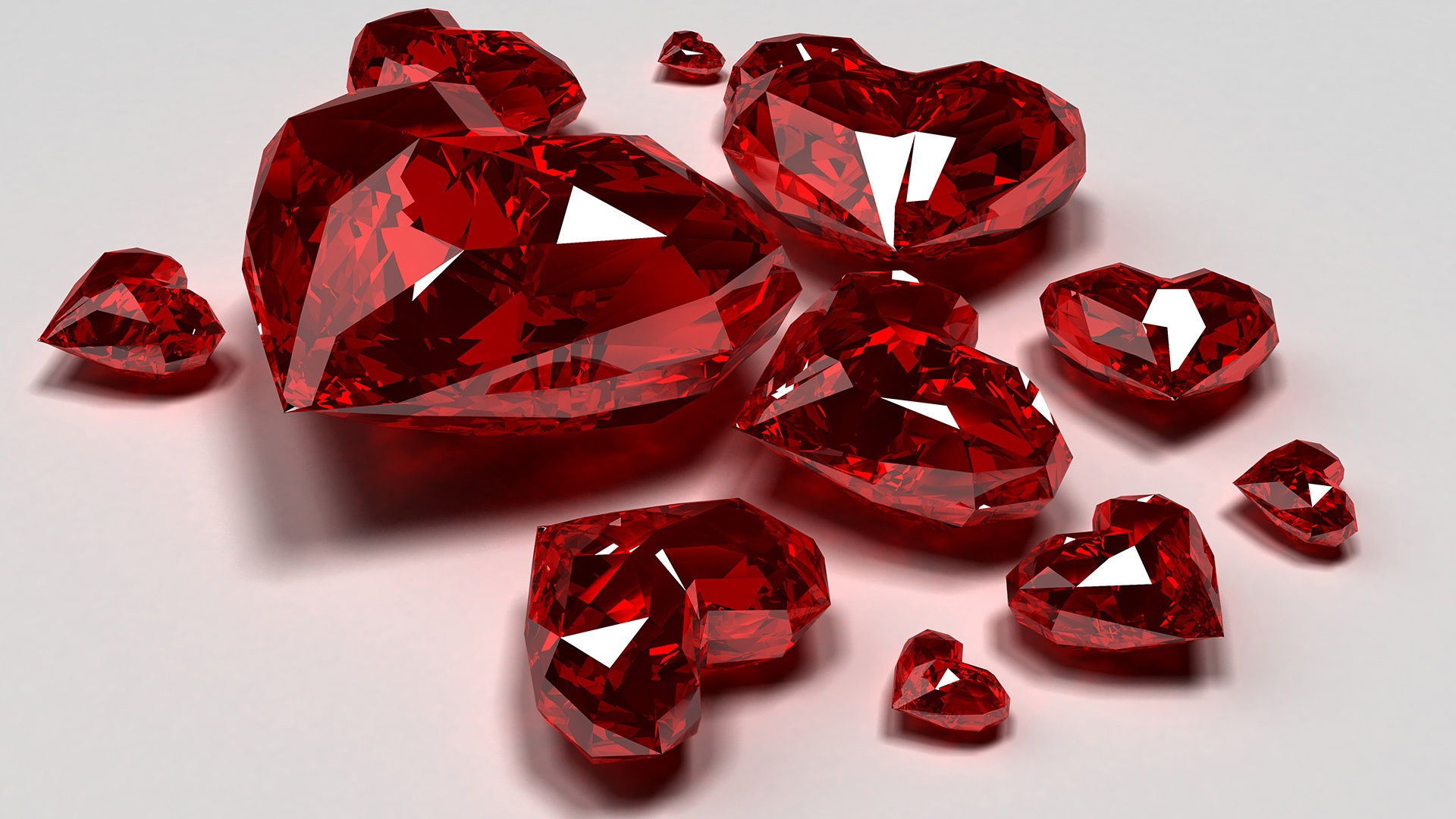 hearts, Ruby, Jewel, 3d, Cg, Love Wallpaper