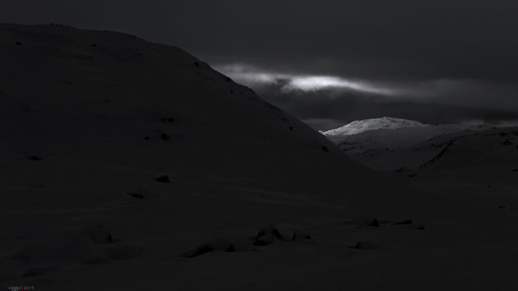 mountains, Sky, Clouds, Snow, Black, White, Monochrome HD Wallpaper Desktop Background