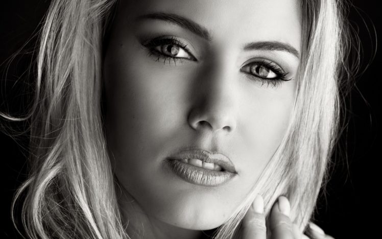 girl, Face, Eyes, Lips, Women, Models, Females, Black, White, Monochrome HD Wallpaper Desktop Background