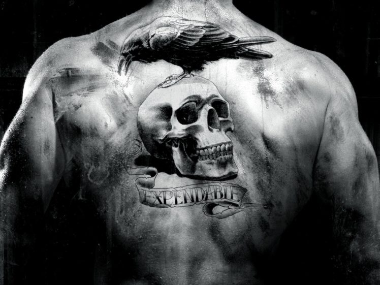 tattoo,  , Expendables, Movie, Skull, Raven HD Wallpaper Desktop Background
