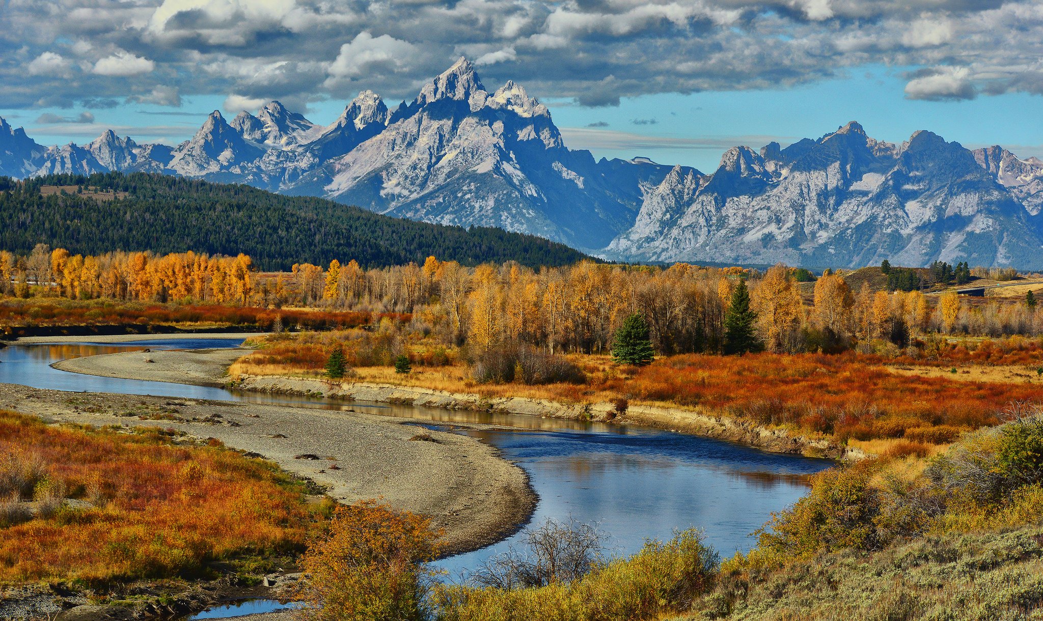 river, Grand, Teton, National, Park, Usa, Wyoming, Autumn, Mountains Wallpaper