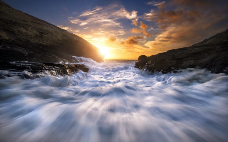 celtic, Sea, Sea, Sunset, Coast, Surf, Foam HD Wallpaper Desktop Background