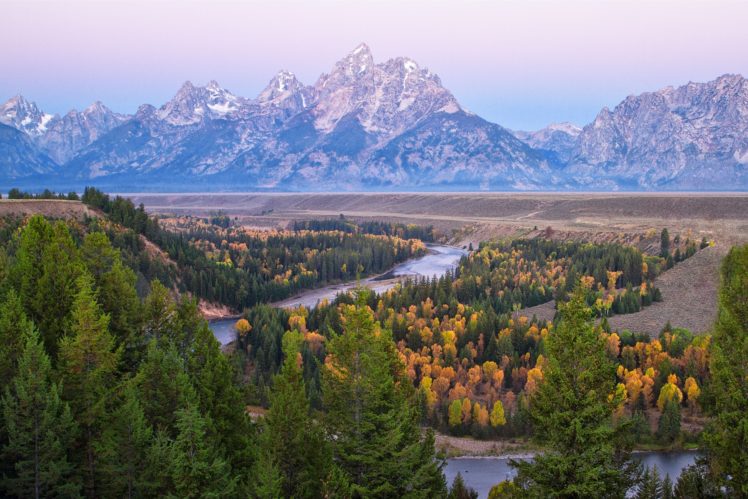 grand, Teton, National, Park, River, Trees, Autumn, Mountains, Landscape HD Wallpaper Desktop Background