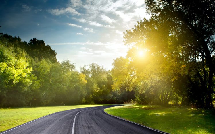 road, Nature, Sun, Light, Summer, Sunrise, Sunset HD Wallpaper Desktop Background