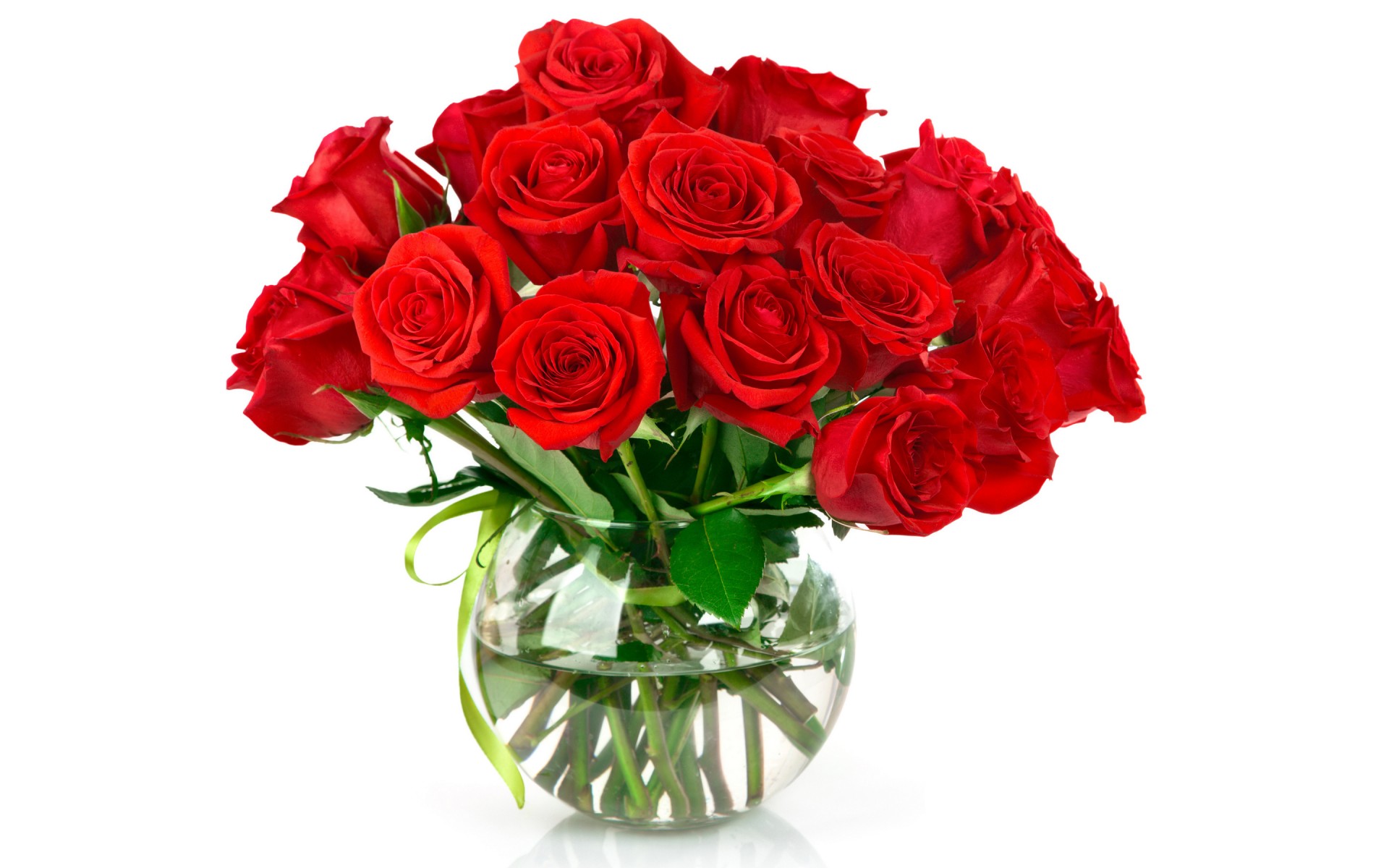 bouquet, Red, Roses, Pot, Water, Flowers Wallpaper