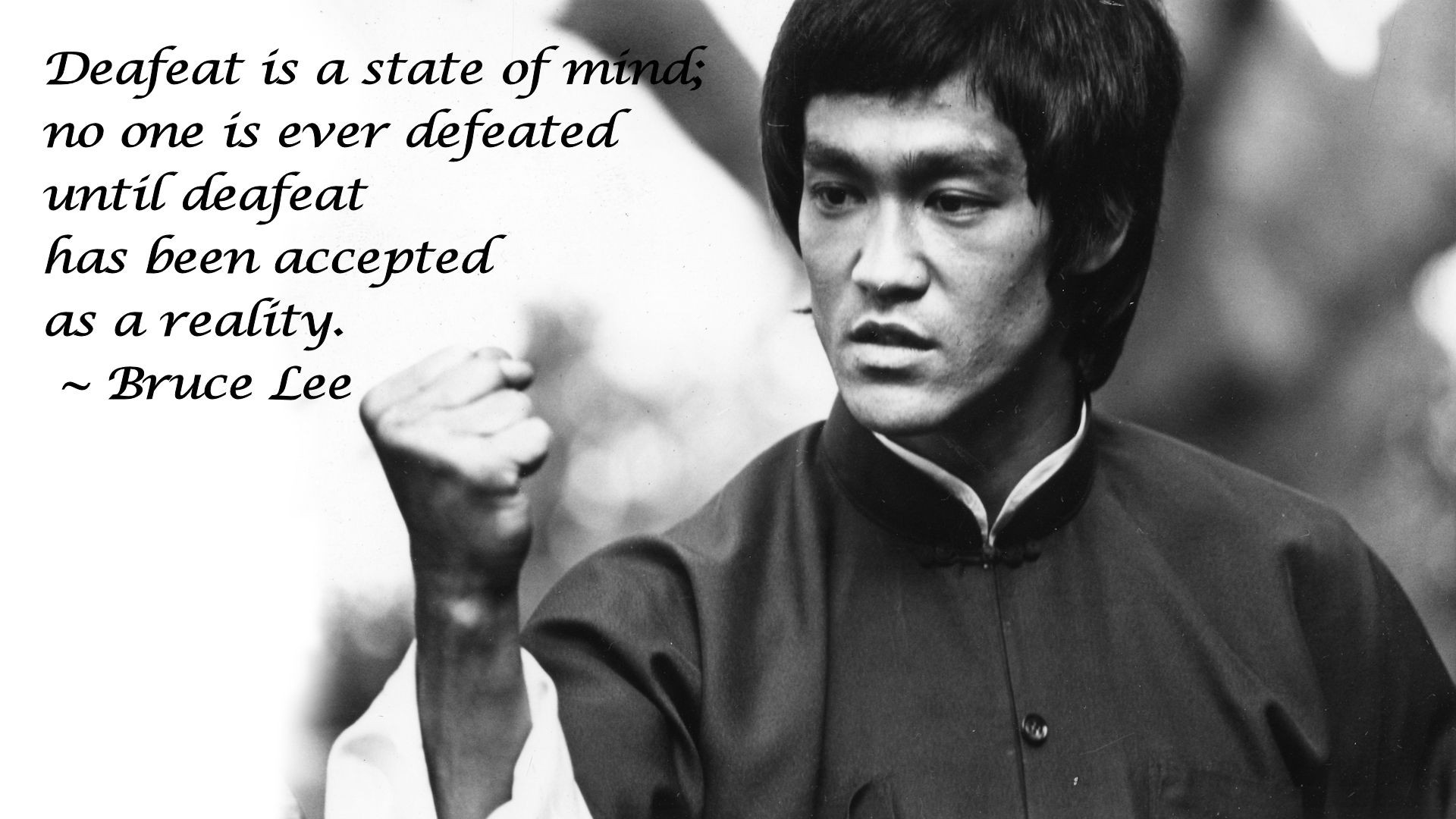 bruce, Lee, Bw, Defeat, Martial, Art, Text, Quotes, Black, White Wallpaper