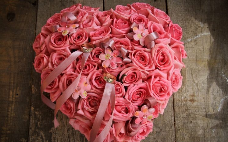 rose, Pink, Beautiful, Flowers, Flower, Buds, Ring, Heart, Love HD Wallpaper Desktop Background