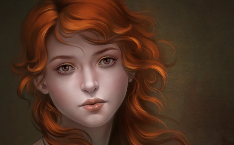 redhead, Close up, Girl, Portrait HD Wallpaper Desktop Background