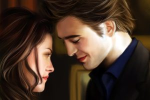 twilight, Edward, Bella, Couple, Love, Forever, Movie, Series, Painting, Art