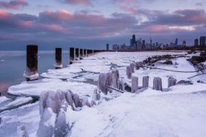 chicago, Buildings, Skyscrapers, Winter, Frozen, Ice, Posts, Ocean