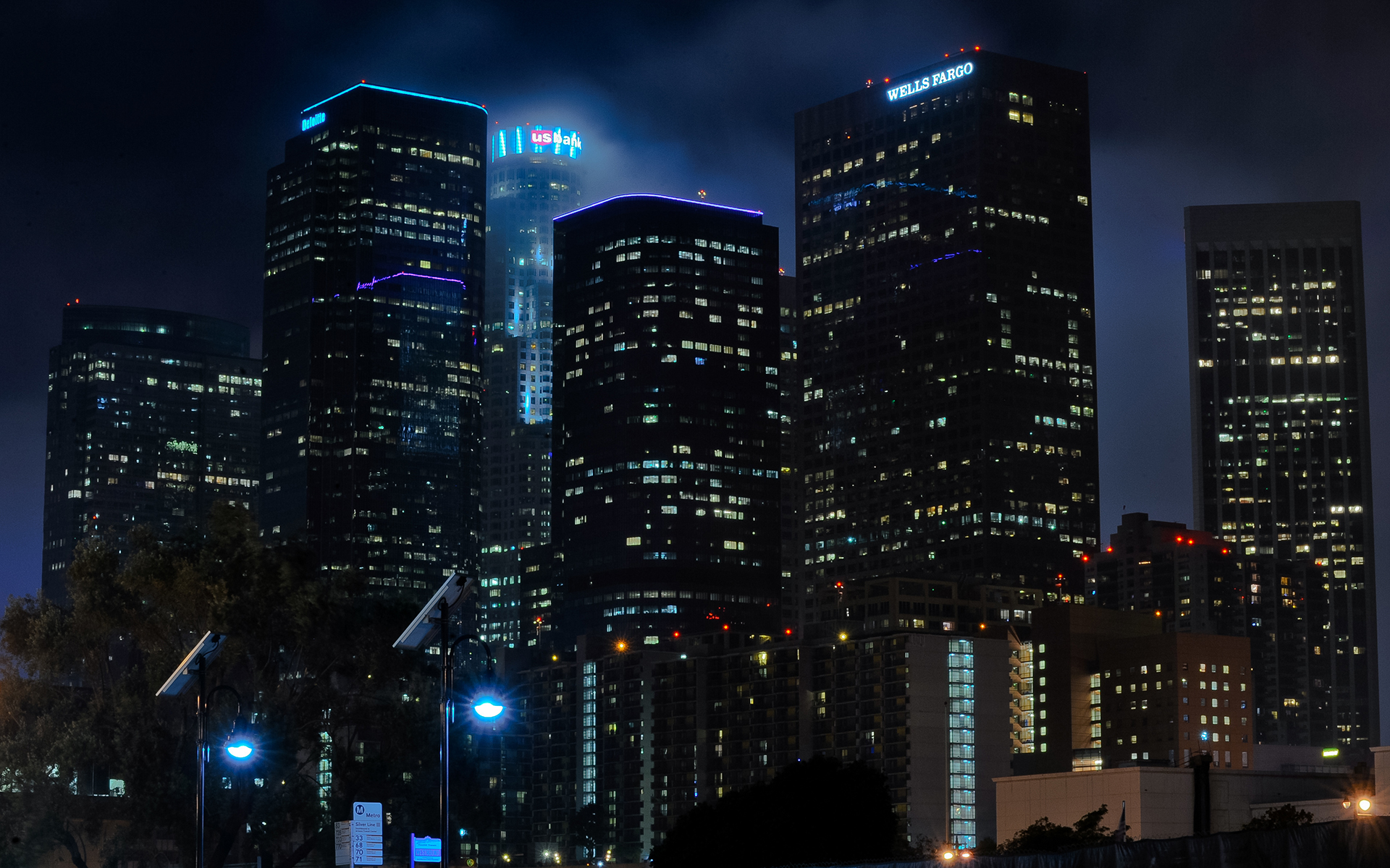 los, Angeles, La, Buildings, Skyscrapers, Night Wallpaper
