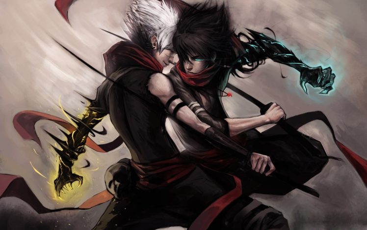 anime, Duel sword, Warrior, Devil, Magic HD Wallpaper Desktop Background