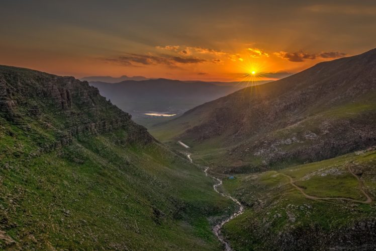 landscape, Nature, Mountains, Sunset, Sun, Beauty, Kurdistan, River HD Wallpaper Desktop Background