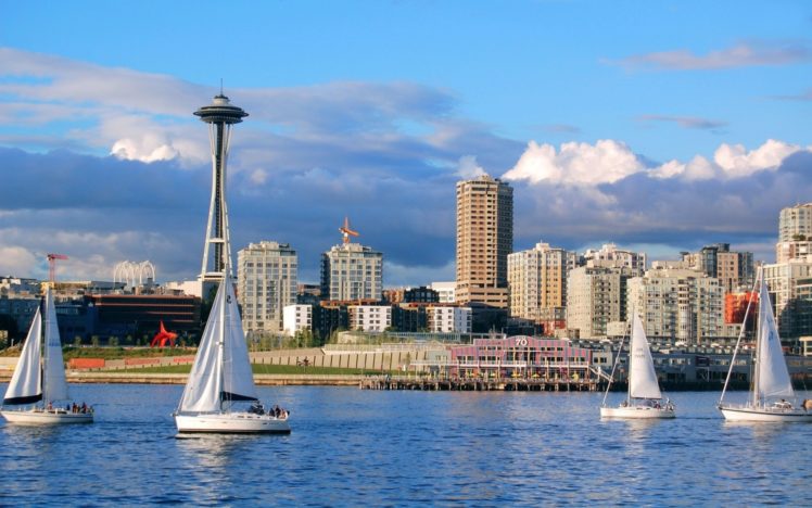 boats, Seattle, Sail, Bay, Sound, Cities HD Wallpaper Desktop Background
