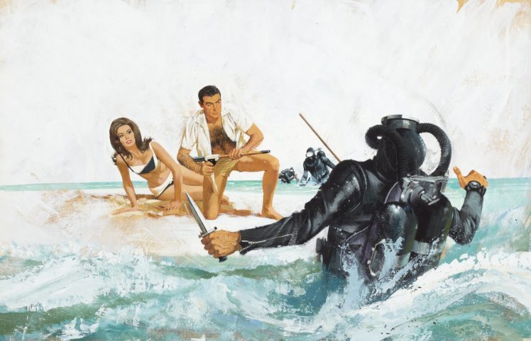 james, Bond, 007, Drawing, Diver, Sean, Connery HD Wallpaper Desktop Background