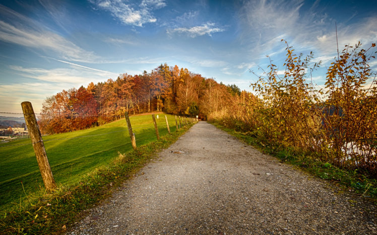 path, Trail, Trees, Fence, Autumn, Roads HD Wallpaper Desktop Background