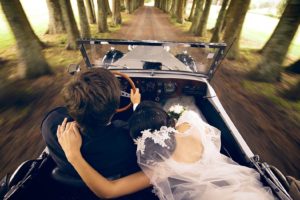 couple, Bride, Love, Drive, Car