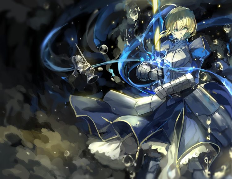 armor, Blonde, Hair, Bubbles, Dress, Fate, Stay, Night, Fate, Zero, Green, Eyes, Saber, Saberiii, Short, Hair, Sword, Weapon HD Wallpaper Desktop Background