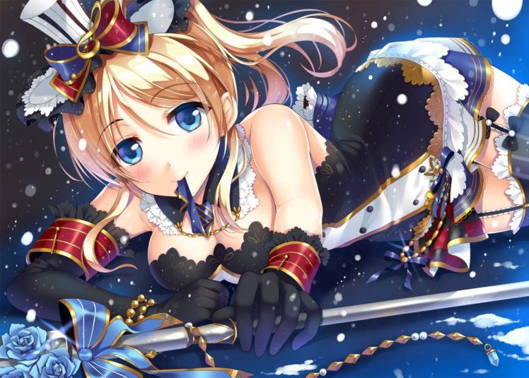 ayase, Eri, Blonde, Hair, Blue, Eyes, Blush, Elbow, Gloves, Hat, Love, Live , School, Idol, Project, Ponytail, Snow, Sousouman, Stockings, Wand HD Wallpaper Desktop Background