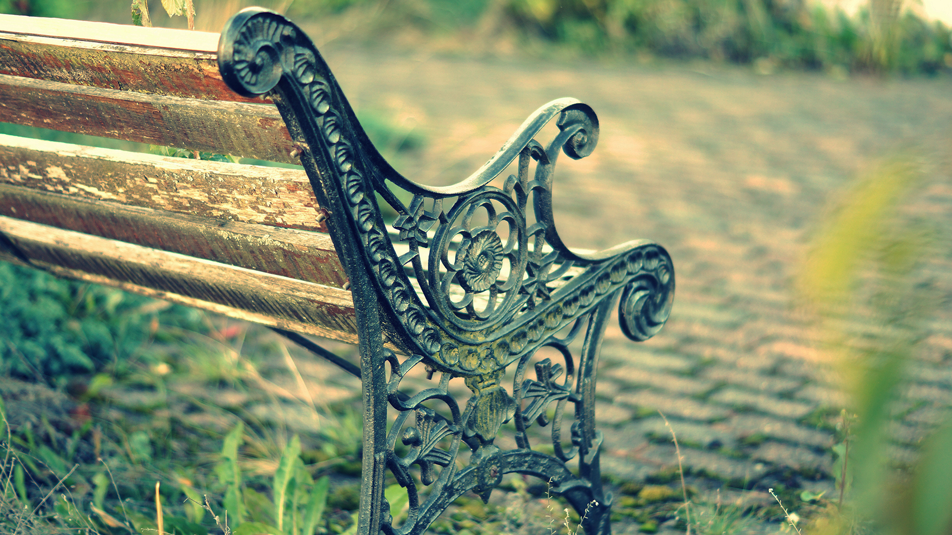 bench, Metal, Forging, Pattern, Park, Sidewalk, Macro Wallpaper