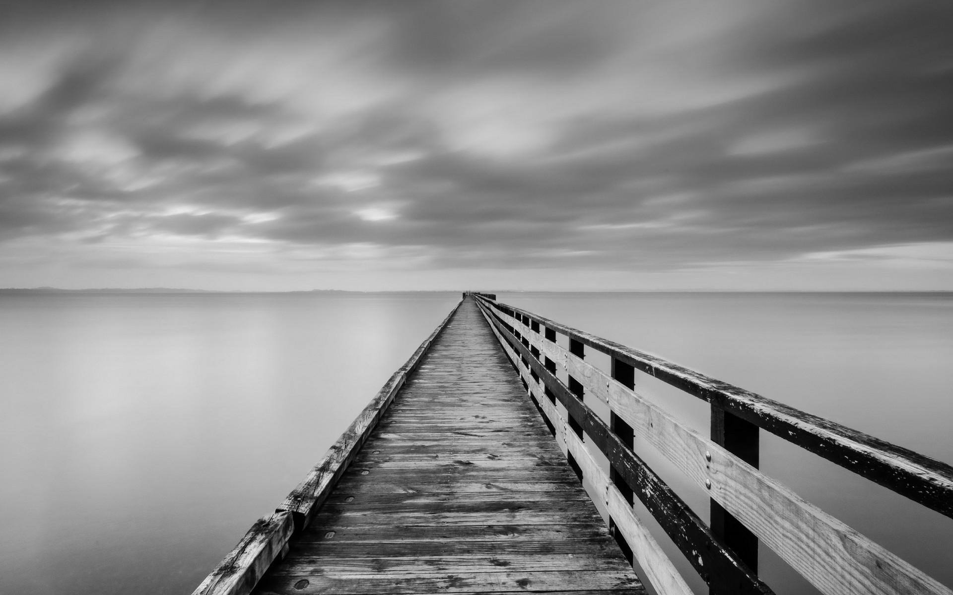 lake Bridge Fog Ocean Sea Black  White  Monochrome 