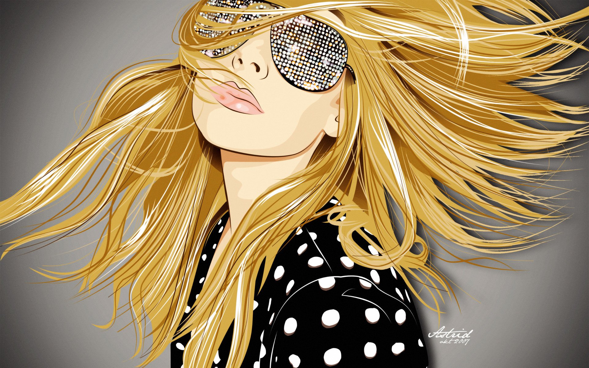 face, Graphics, Wallpaper, Girl, Art, Style, Glasses, Vector, Hair