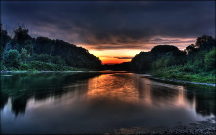 sunset, Lake HD Wallpaper Desktop Background