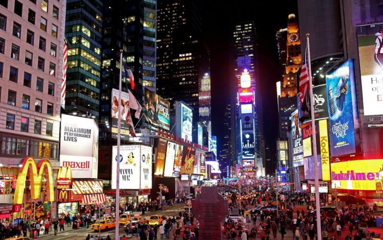times, Square, At, Night, New, York, Night HD Wallpaper Desktop Background