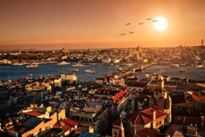 city, Scenery, Panorama, Evening, Sunset, Istanbul, Turkey