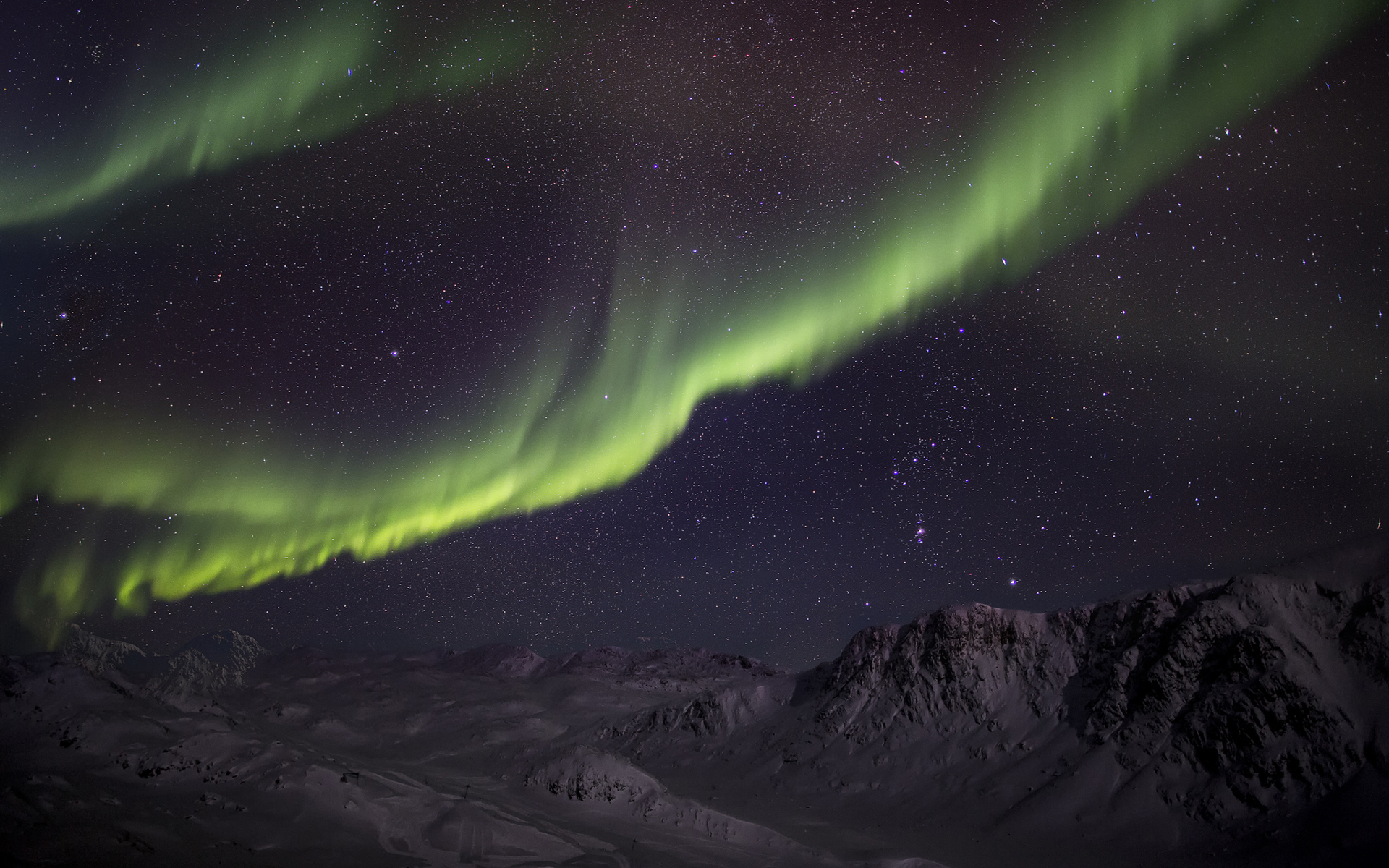 aurora, Borealis, Northern, Lights, Night, Green, Stars, Sky, Landscapes, Mountains Wallpaper