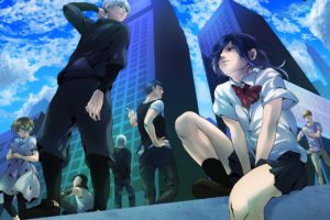 tokyo, Ghoul, Anime, Series, Characters, Clouds, Blue, Sky, Girls, Guys
