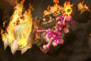league, Of, Legends, Drawing, Fantasy, Monster, Girl, Bears, Fire, Flames