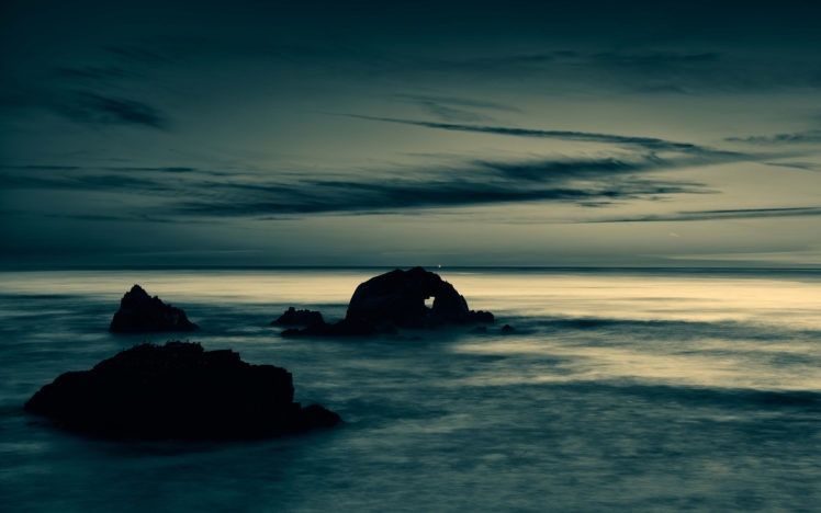 ocean, Rocks, Stones, Clouds, Landscape, Sky, Beaches, Reflection, Ocean, Sea HD Wallpaper Desktop Background
