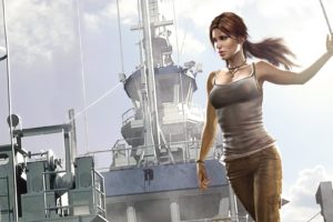 tomb, Raider, Lara, Croft, Drawing, Cleavage, Face, Women, Females, Girls, Sexy, Babes, Brunettes, Ships, Military