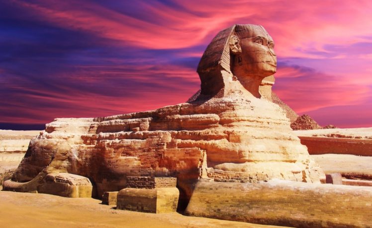 egypt, Sculpture, Sphinx, Landmark, Architecture, Sky, Clouds, Sunset HD Wallpaper Desktop Background