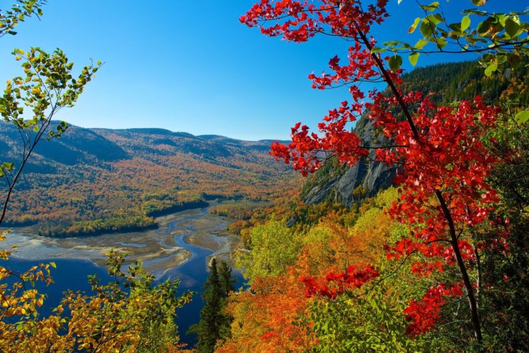 fall, Mountain, River, Trees, Landscape, Autumn HD Wallpaper Desktop Background