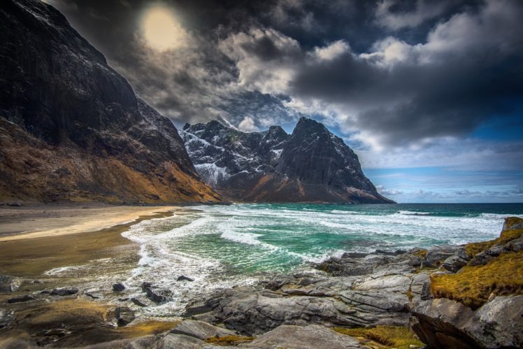 kvalvika, Beach, Norway, Beach, Lofoten, Sea, Ocean HD Wallpaper Desktop Background