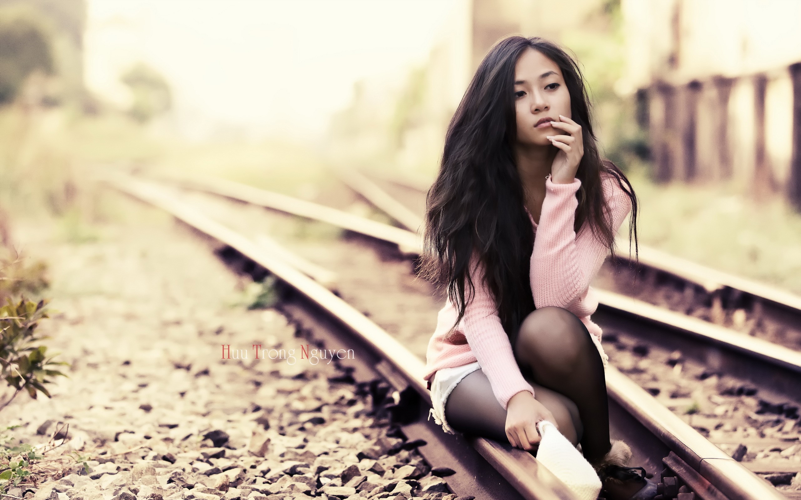 Asian Oriental Tracks Railroad Train Mood Women